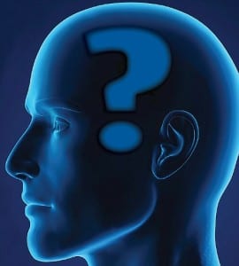 Man with question mark in his brain